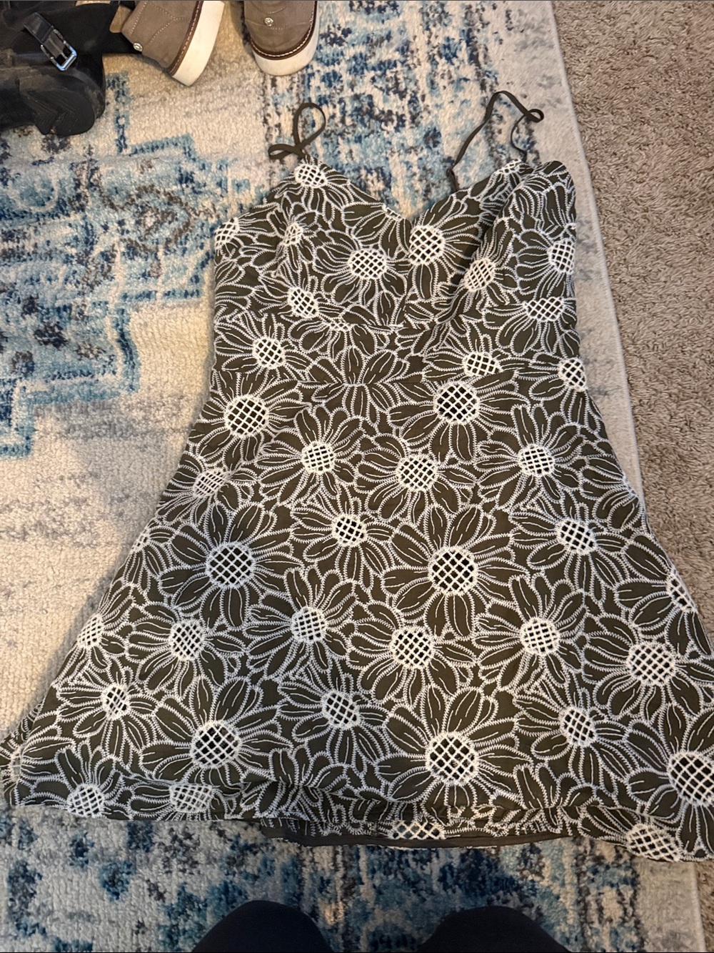 Express green embroidered dress